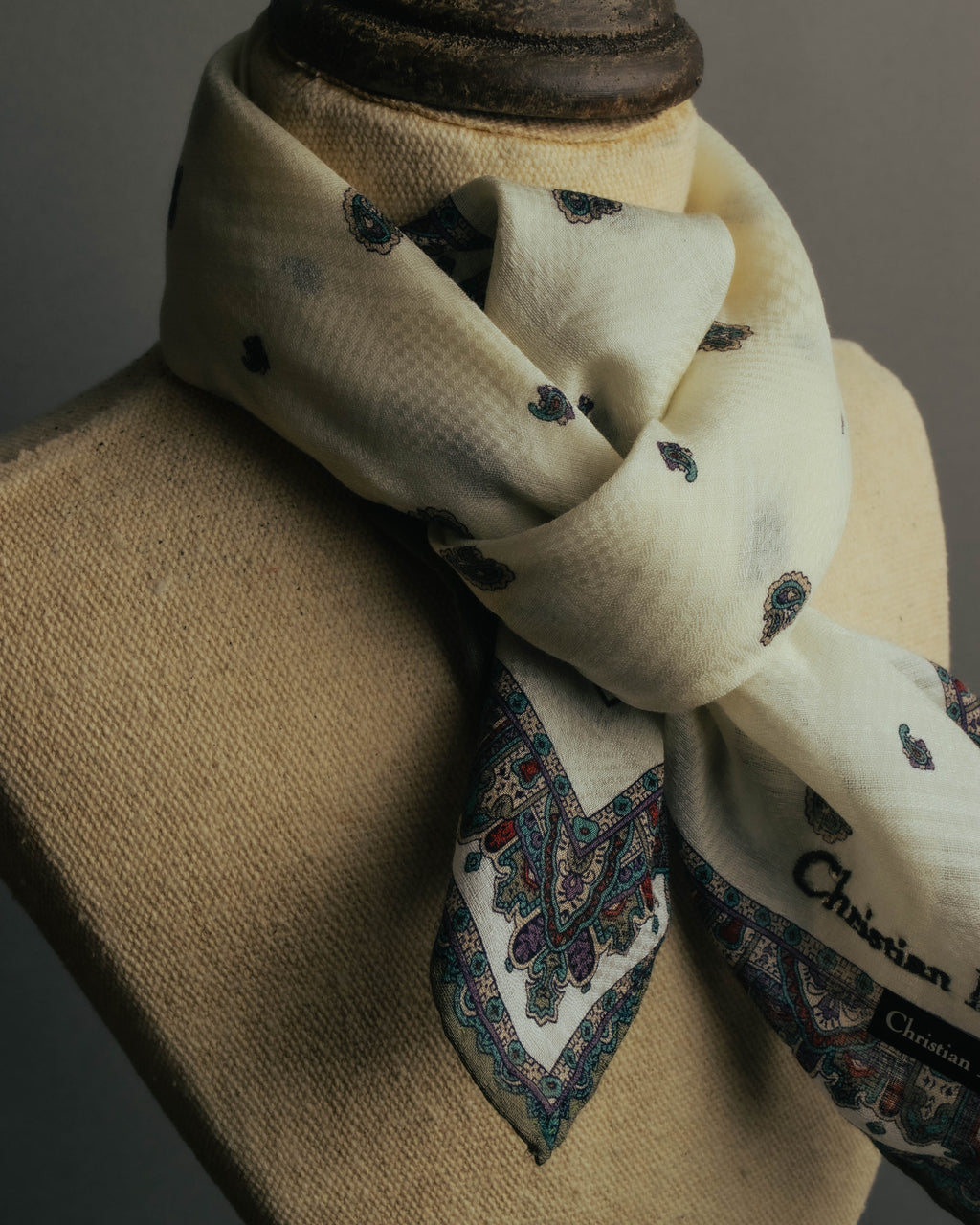 “Christian Dior” 80’s-90’s Cotton paisley border scarf