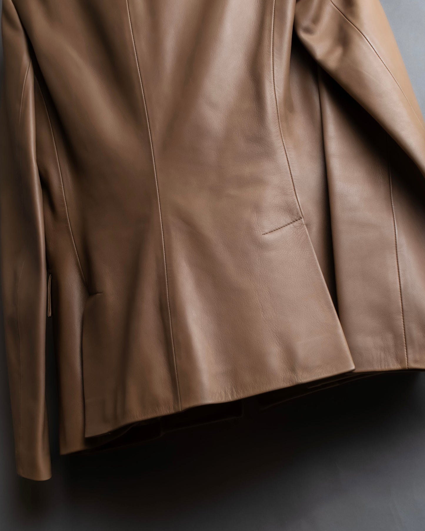 "LOEWE"  Camel brown leather tailored jacket