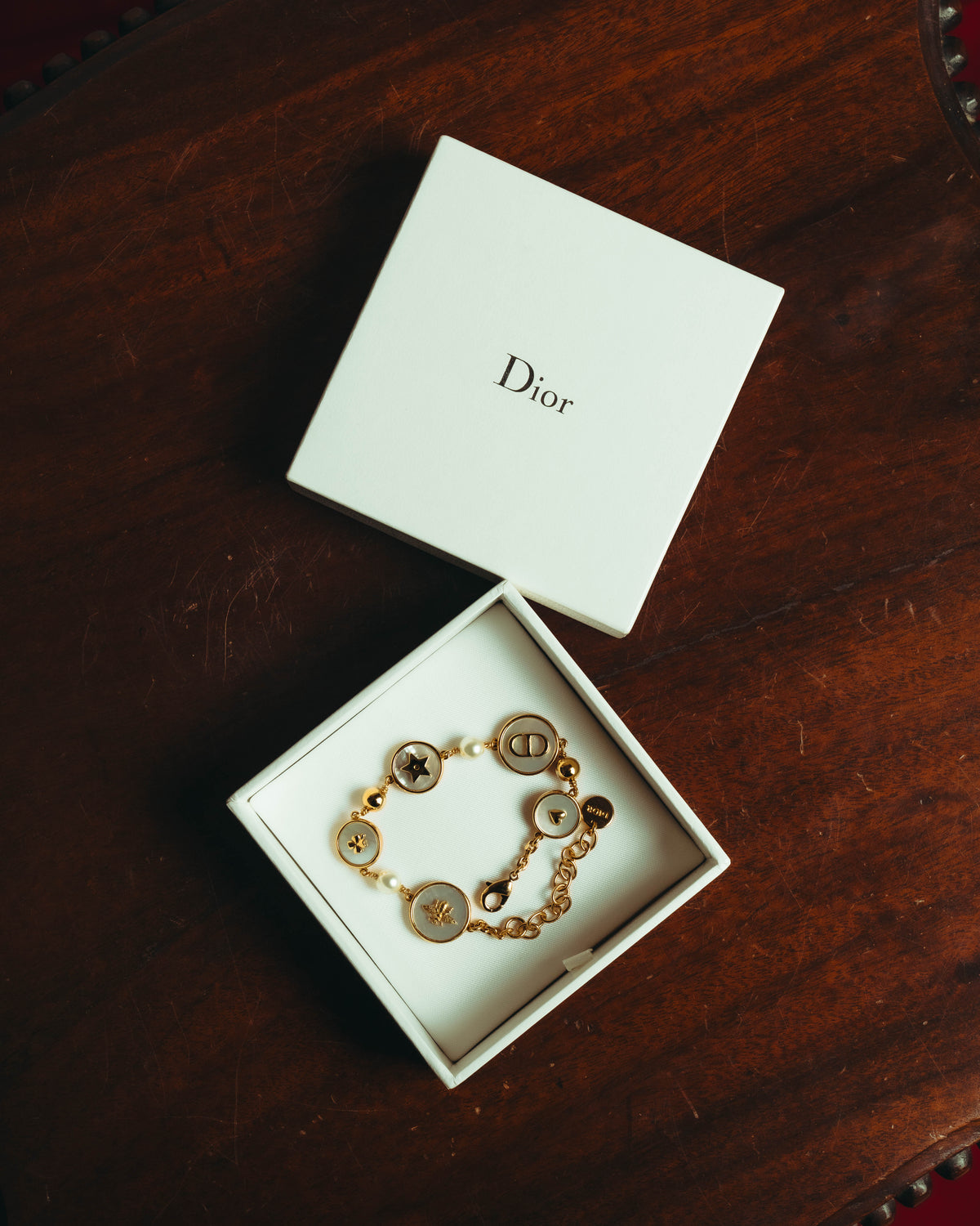 "Christian Dior" 20's Iridescent mother of pearl charm bracelet