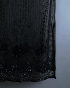 "RRL Ralph Lauren" Sequined beaded plant motif tulle sleeveless dress