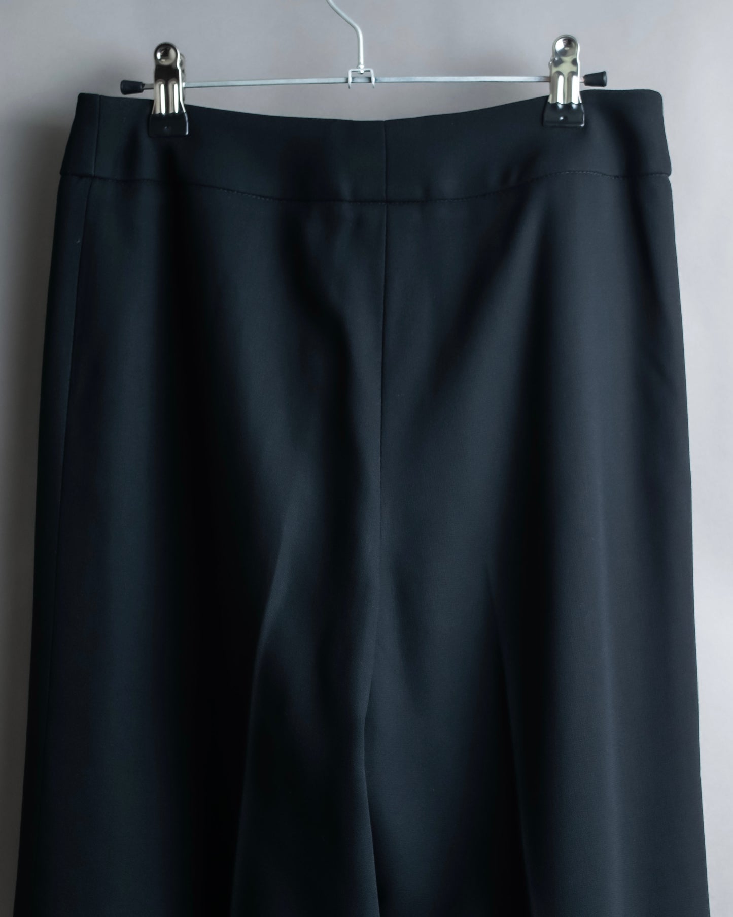 "CHANEL" 100% wool belted wide straight slacks