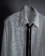 "GUCCI" Michele period floral lace design bow tie shirt