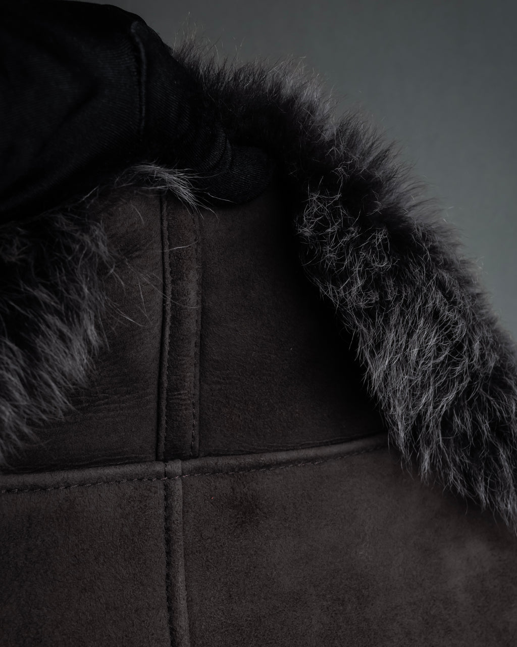 "NORTH BEACH" Smoky lamb fur design suede leather coat