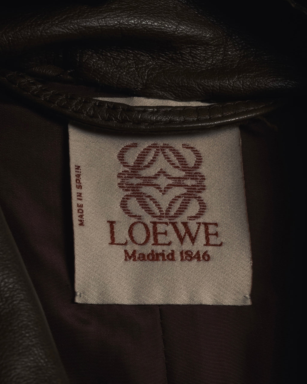 -SPECIAL- "LOEWE" 80’s Military detail stencil leather coat