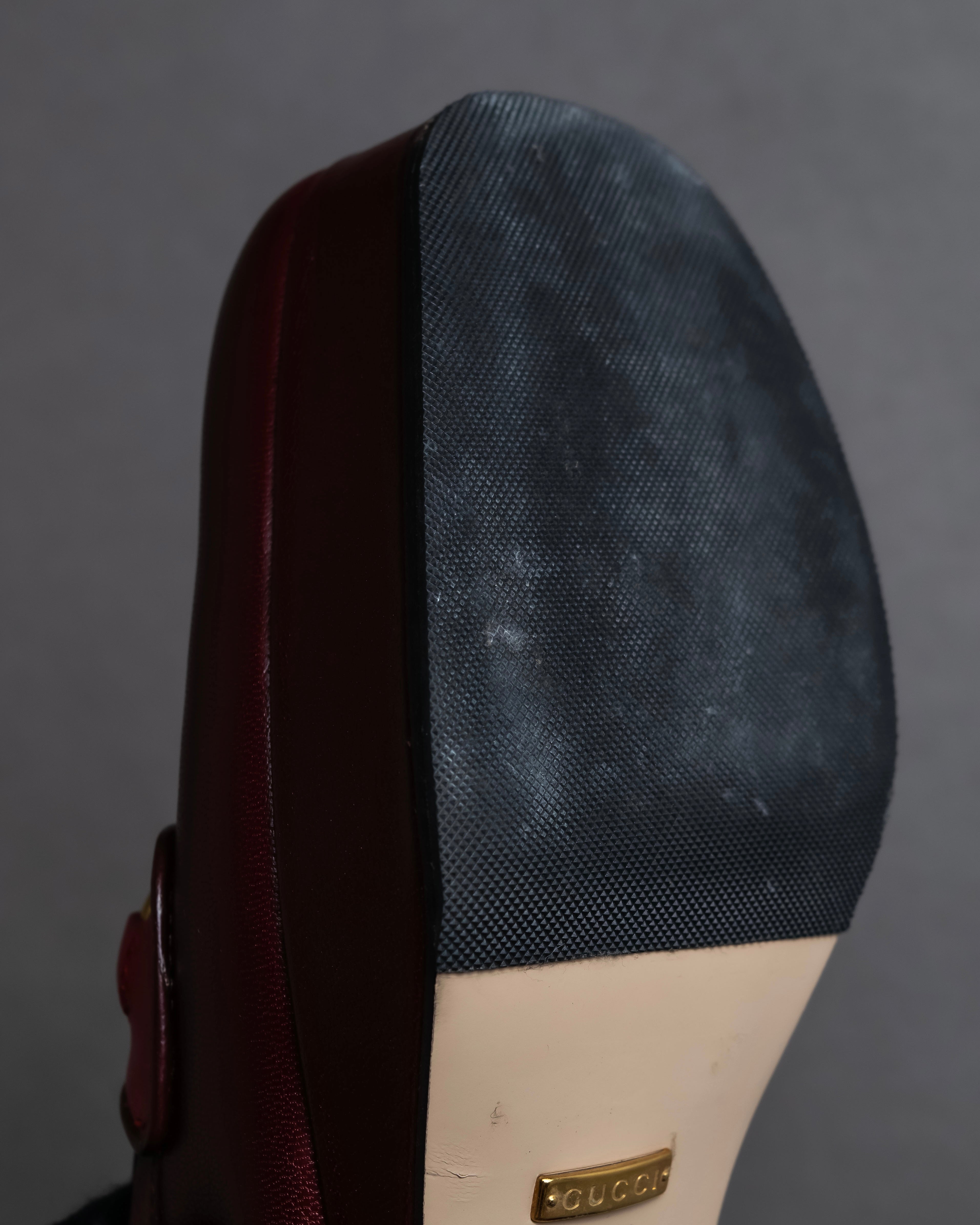 "GUCCI" Multicolor horsebit design heeled loafers