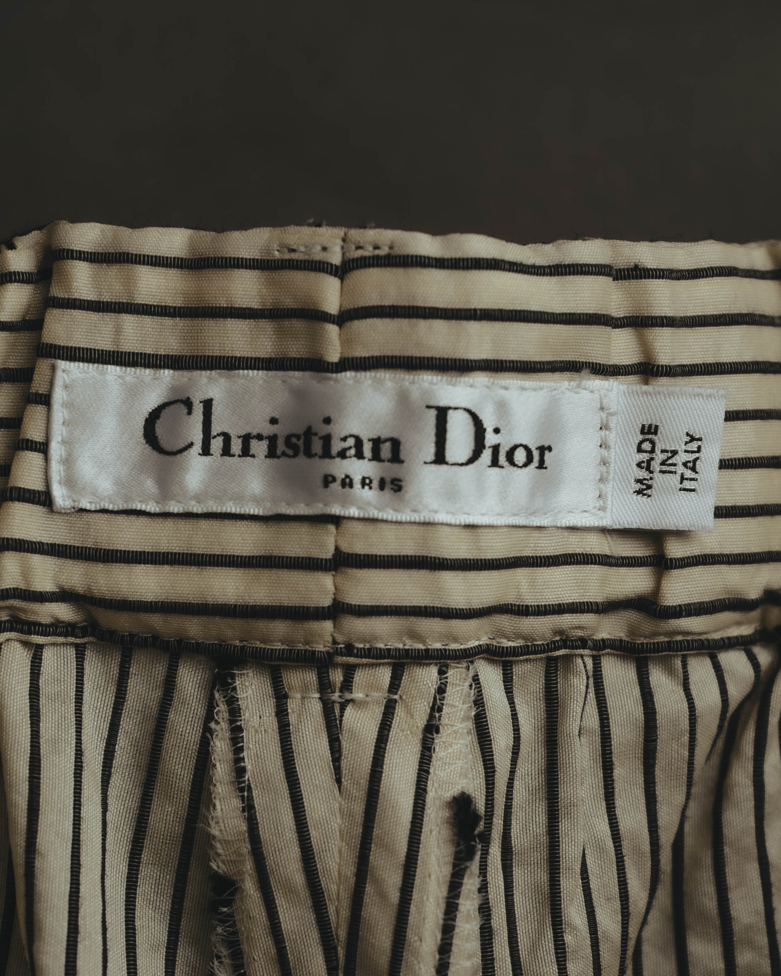 -SPECIAL- “Christian Dior” 20’s silk cotton striped straight trousers