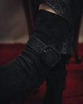 -SPECIAL- "Hermès" 90's-00's Margiela era fold-over black suede belt boots