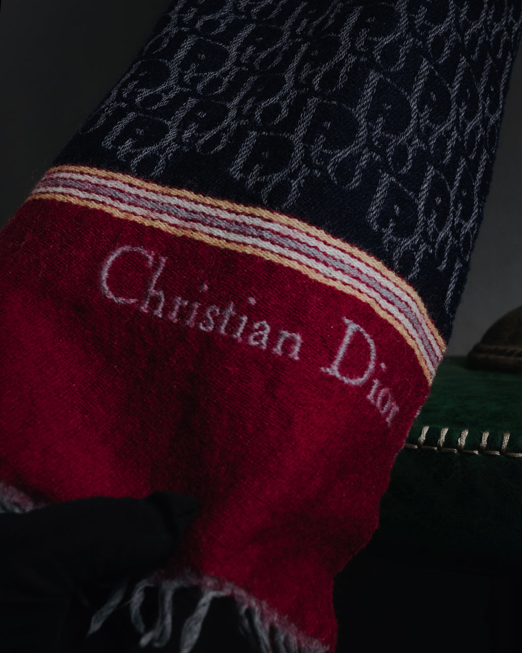 "Christian Dior" 70’s-80’s oblique jacquard merino wool stole