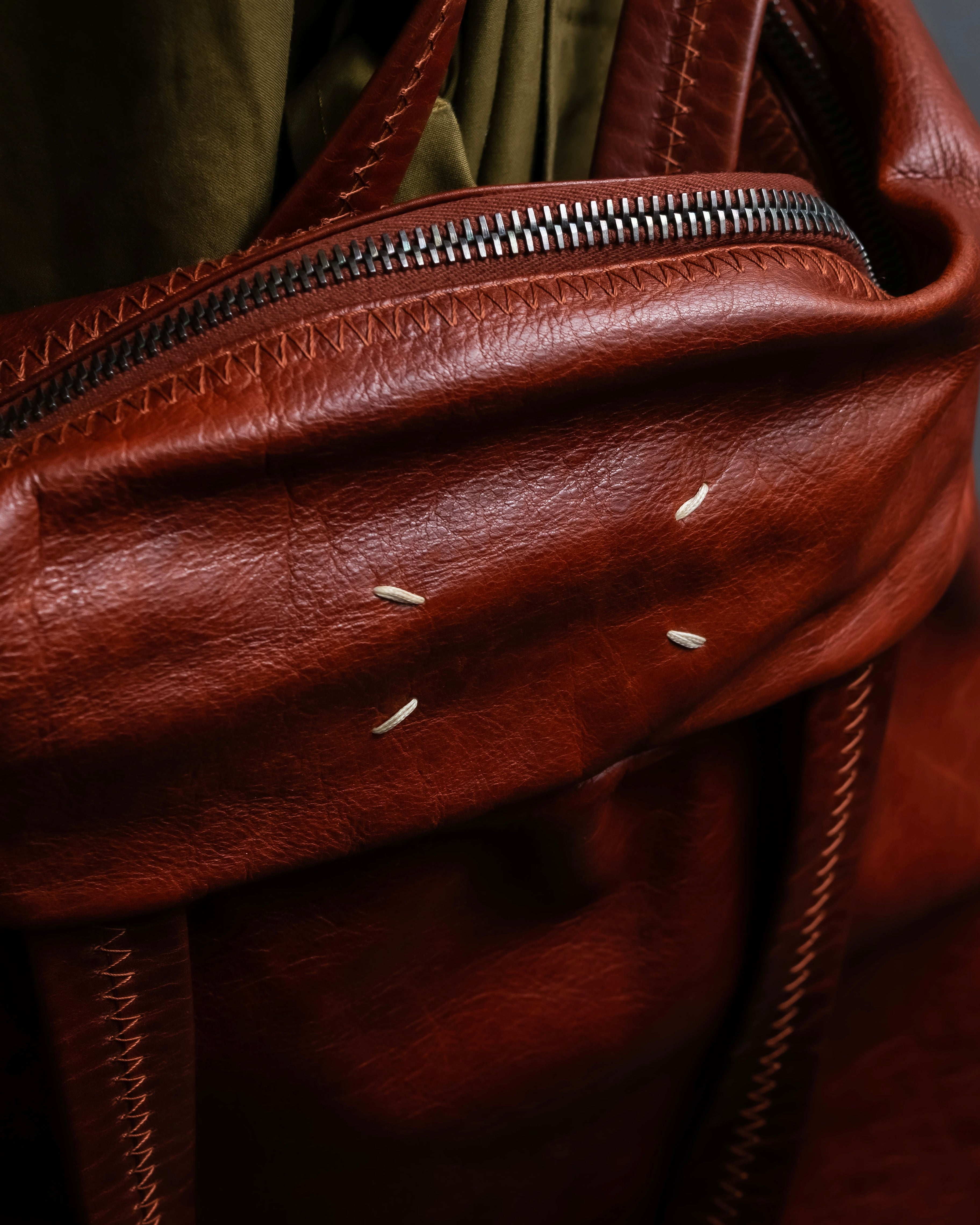 "MAISON MARGIELA" Genuine leather 2way brown color sailor bag