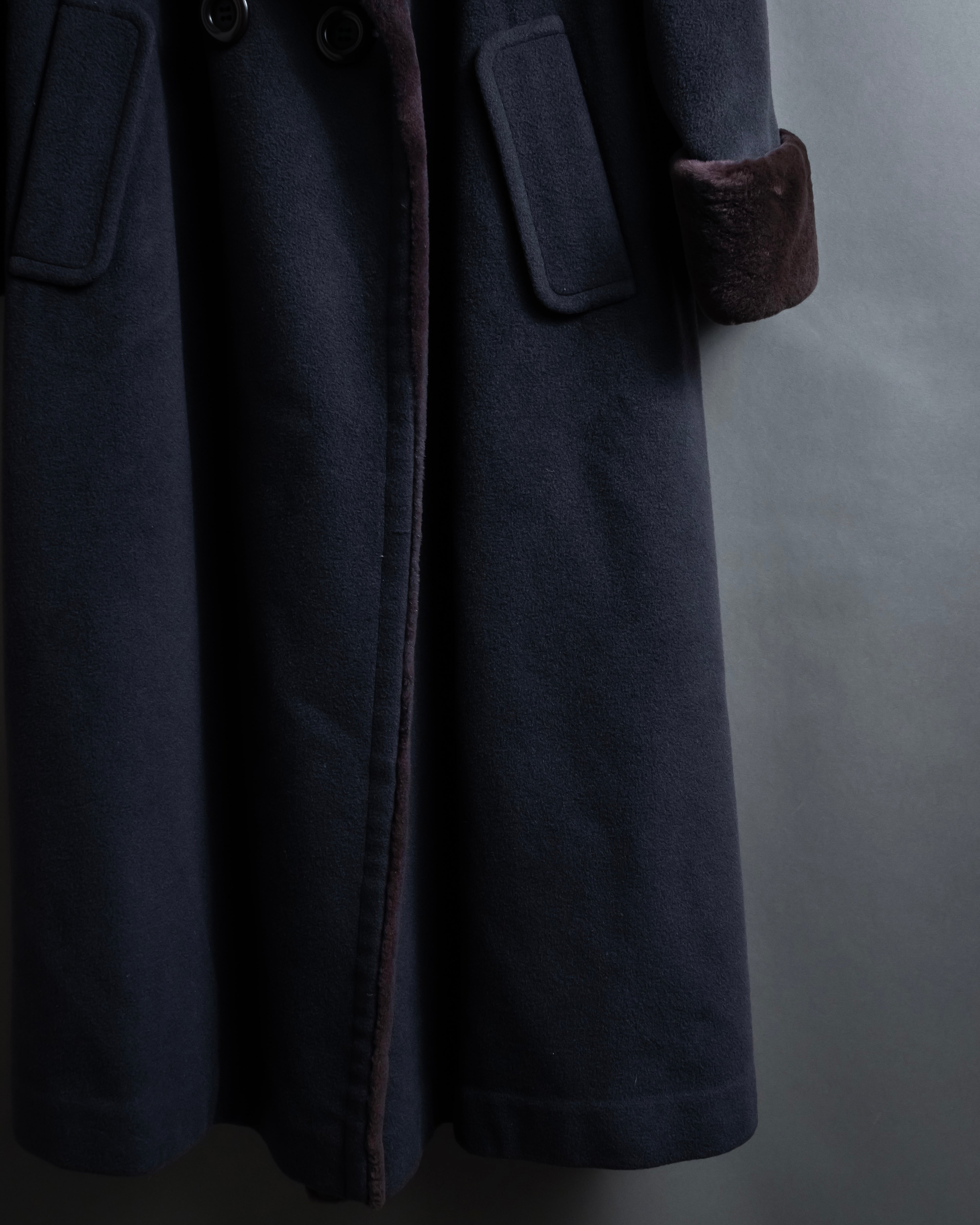 "Junko Yamamoto" Fur-trimmed design long cashmere blend coat