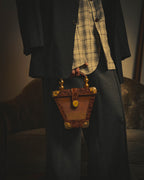 –SPECIAL– "GABBRIELLI FIRENZE" 70's-80's Sculptural structured leather handbag