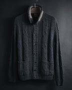 "H953" Shearling-collared cable-knit jacket