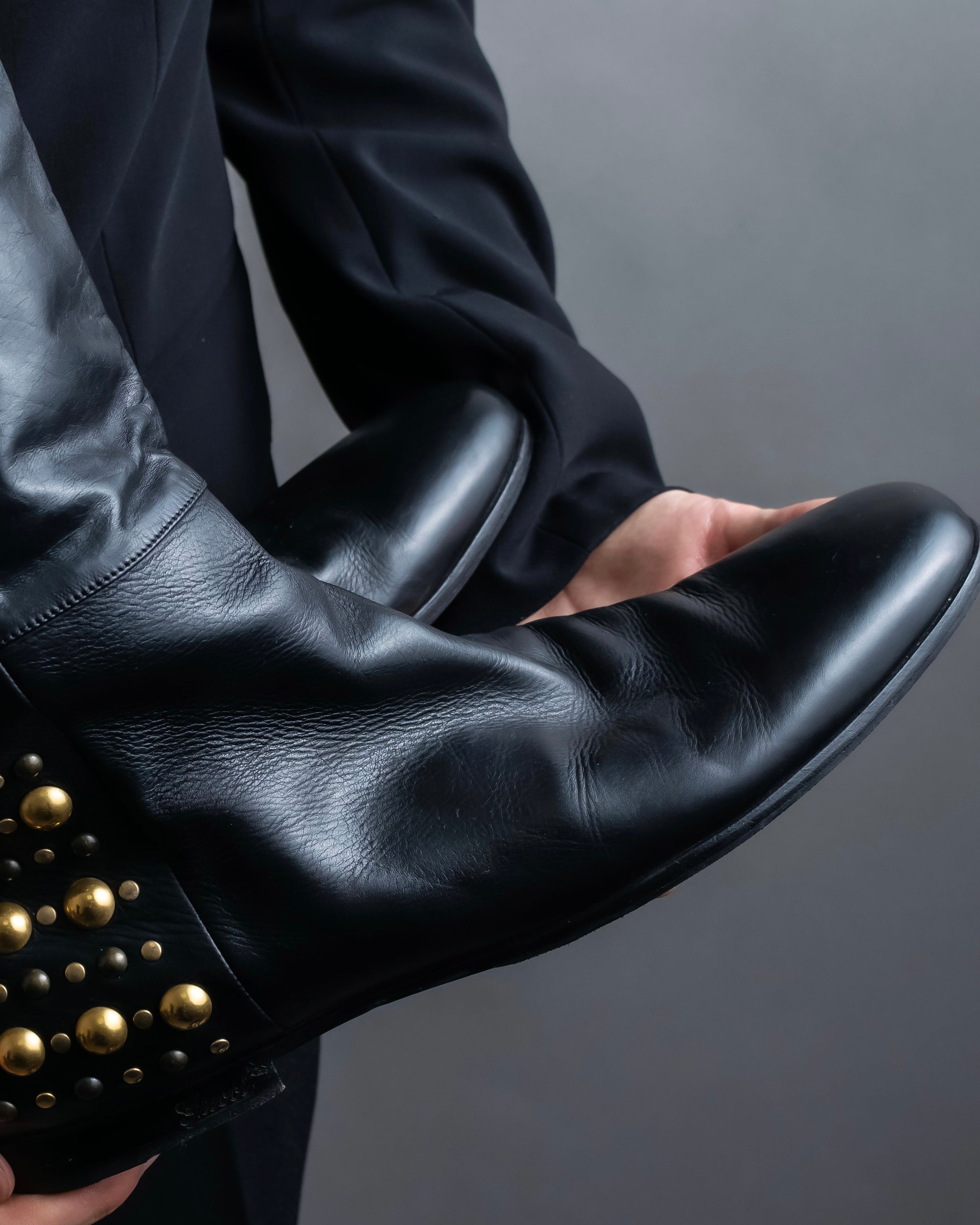 "GUCCI" Stud design vibram sole long boots