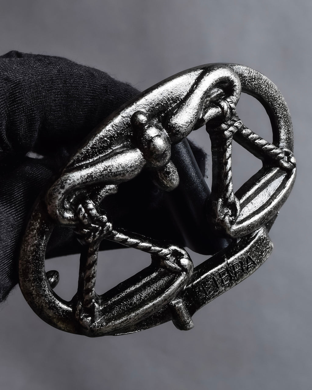 "Dolce & Gabbana" Libra motif silver buckle leather belt