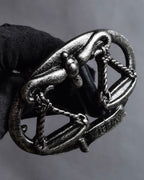 "Dolce & Gabbana" Libra motif silver buckle leather belt