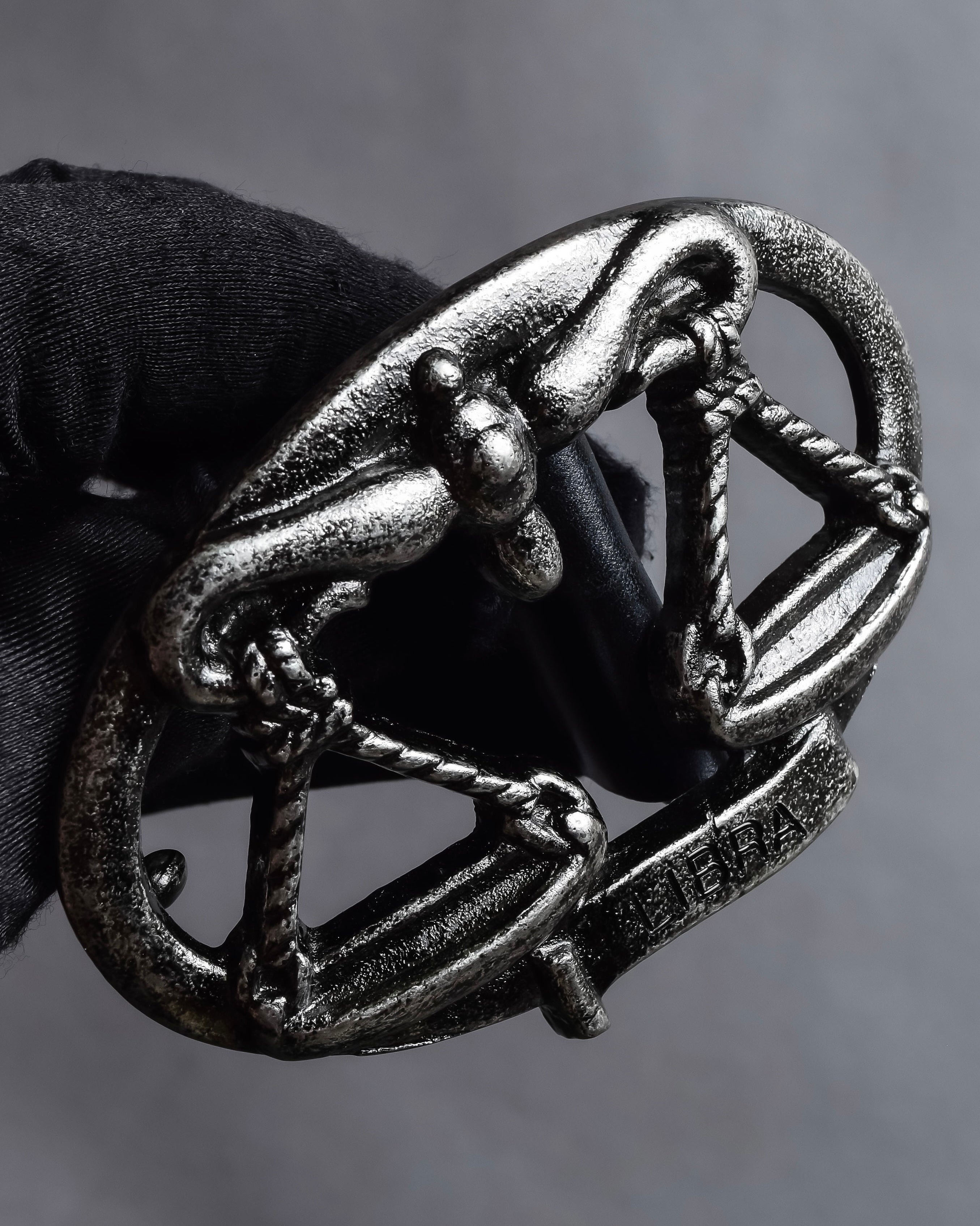 "Dolce & Gabbana" Libra motif silver buckle leather belt