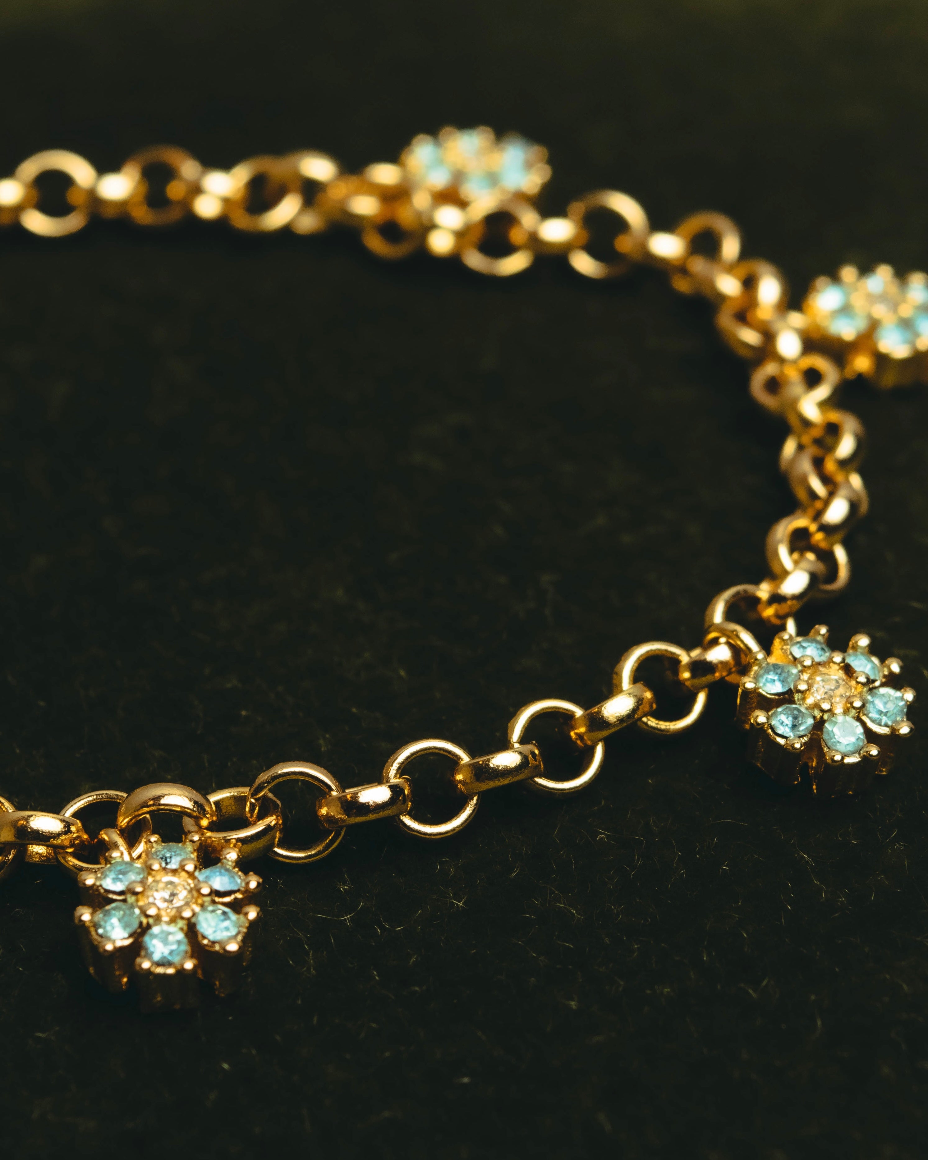 "Christian Dior" 00's-10's Floral rhinestone charm bracelet