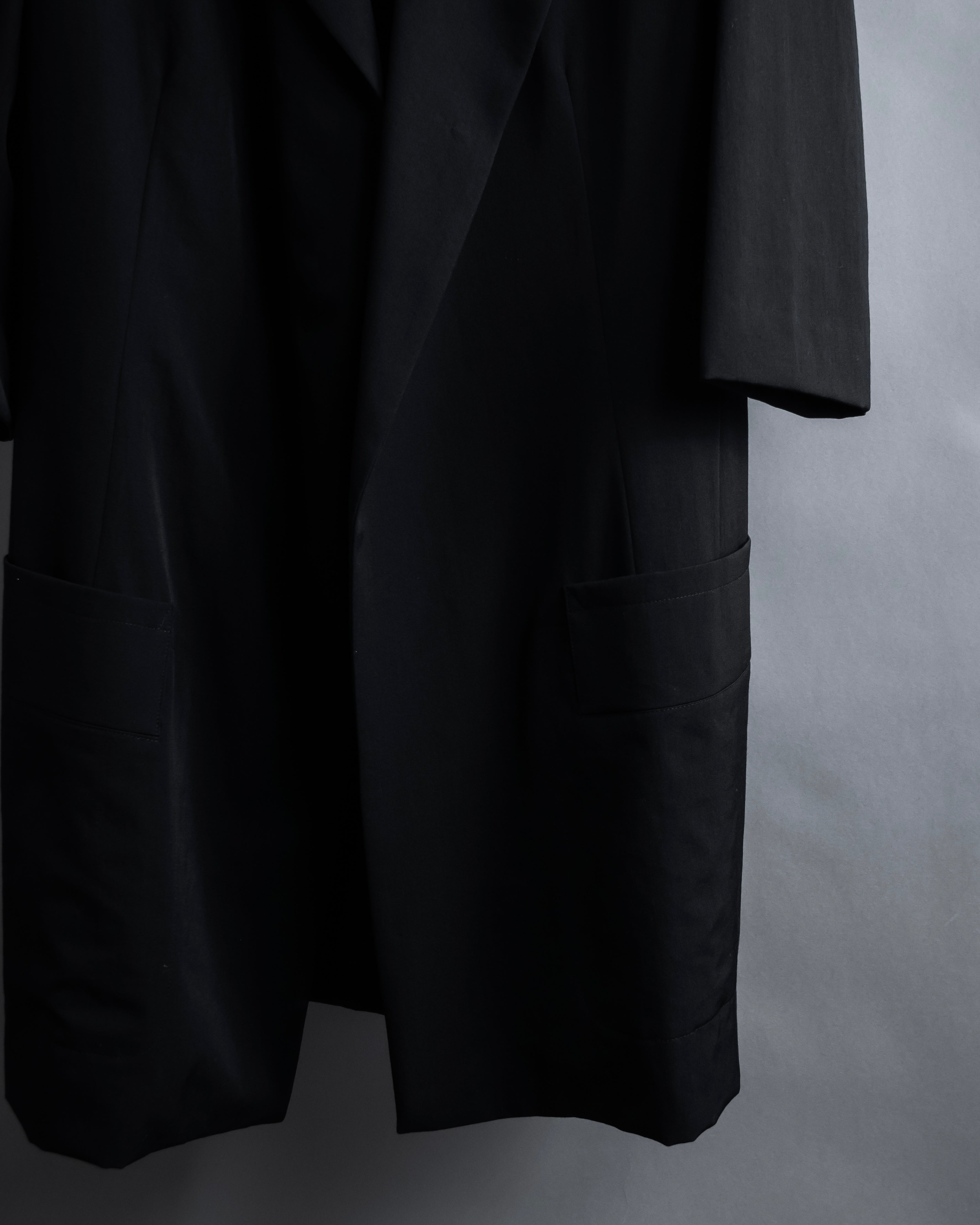 "Y's" Sharp lapel draping tailored coat