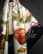 “Salvatore Ferragamo” 90’s Harvest still life silk scarf
