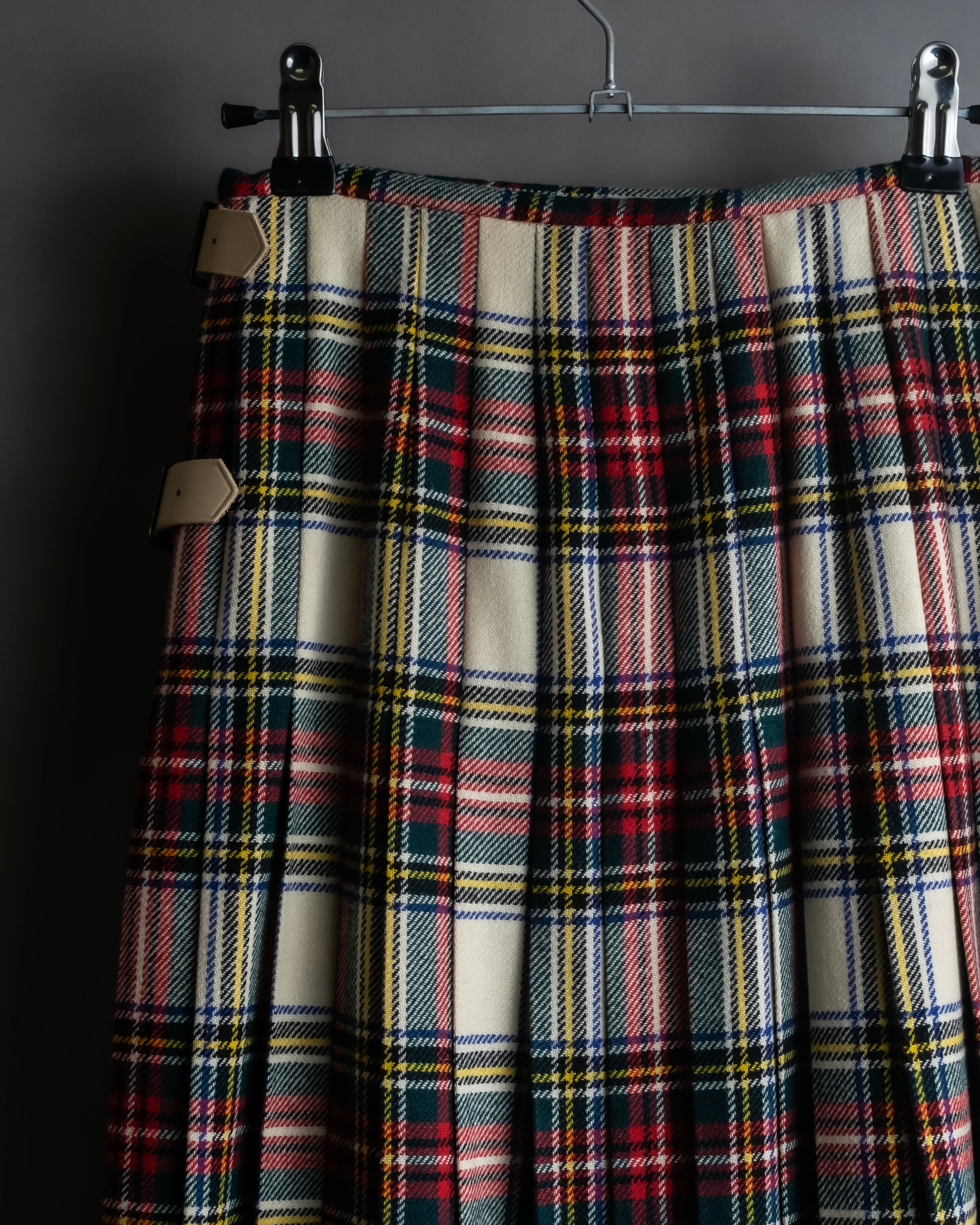 "PINK HOUSE" Tartan check pleated wrap skirt