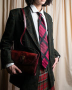 "GUCCI" Burgundy large check silk necktie