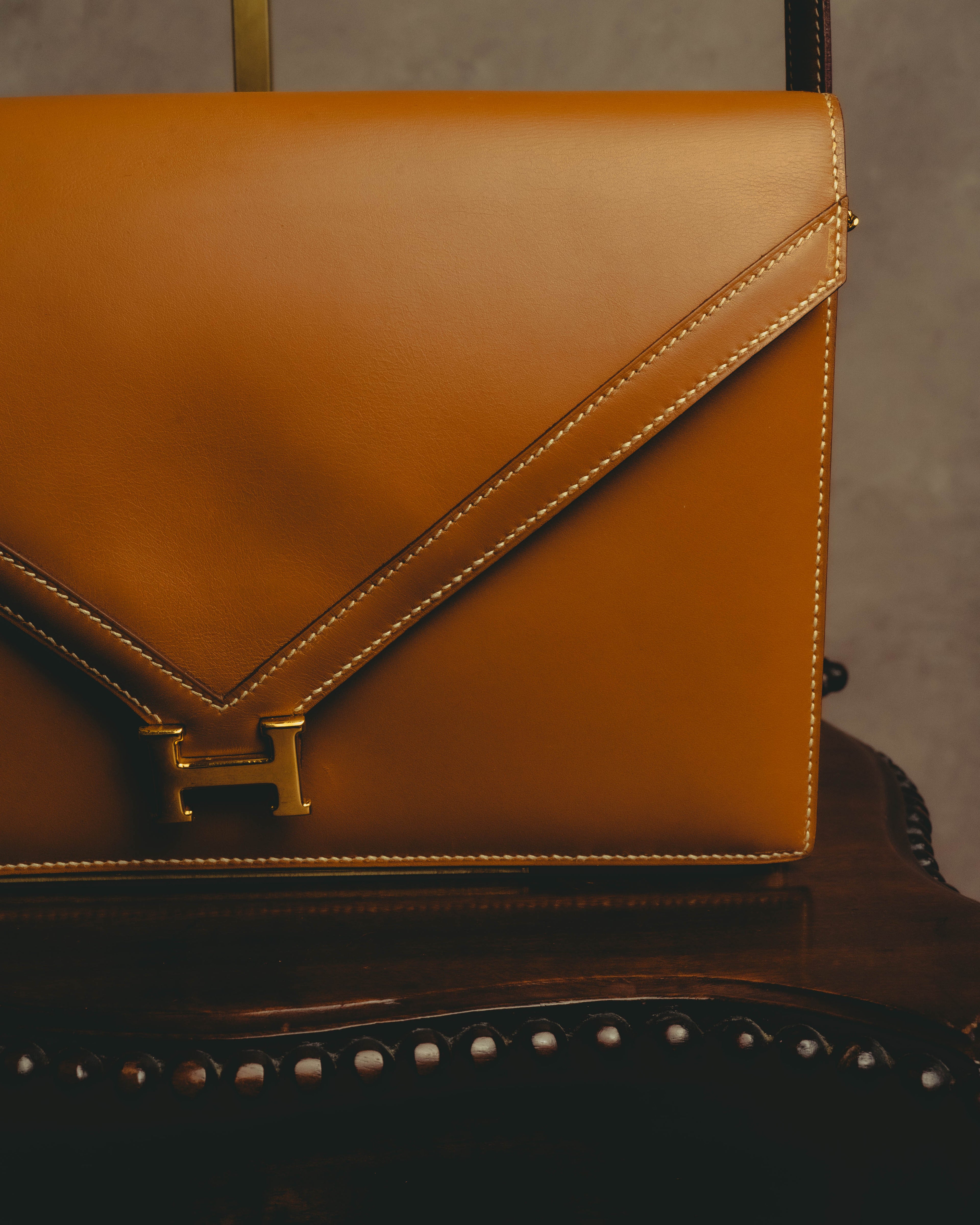 -SPECIAL- "HERMES" 70's-80's Vintage Lydie leather shoulder clutch bag
