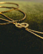 "Christian Dior" 80's-90's Gold tone rhinestone cd lariat necklace