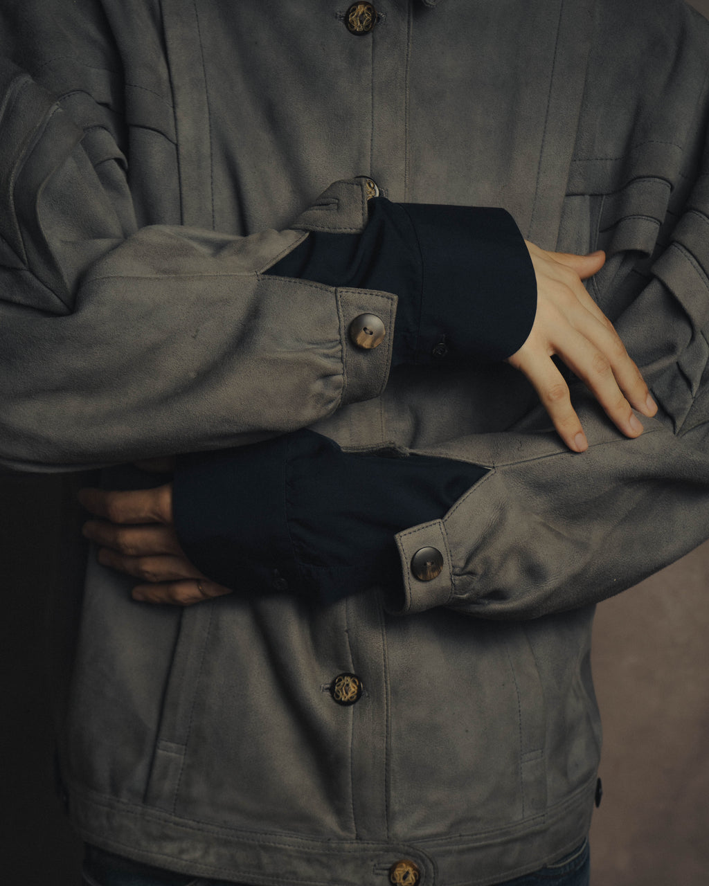 -SPECIAL- “LOEWE” 80’s-early 90’s Taupe suede leather blouson jacket