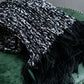 "Saint Laurent Paris" Abstract animal print pleated fringe muffler