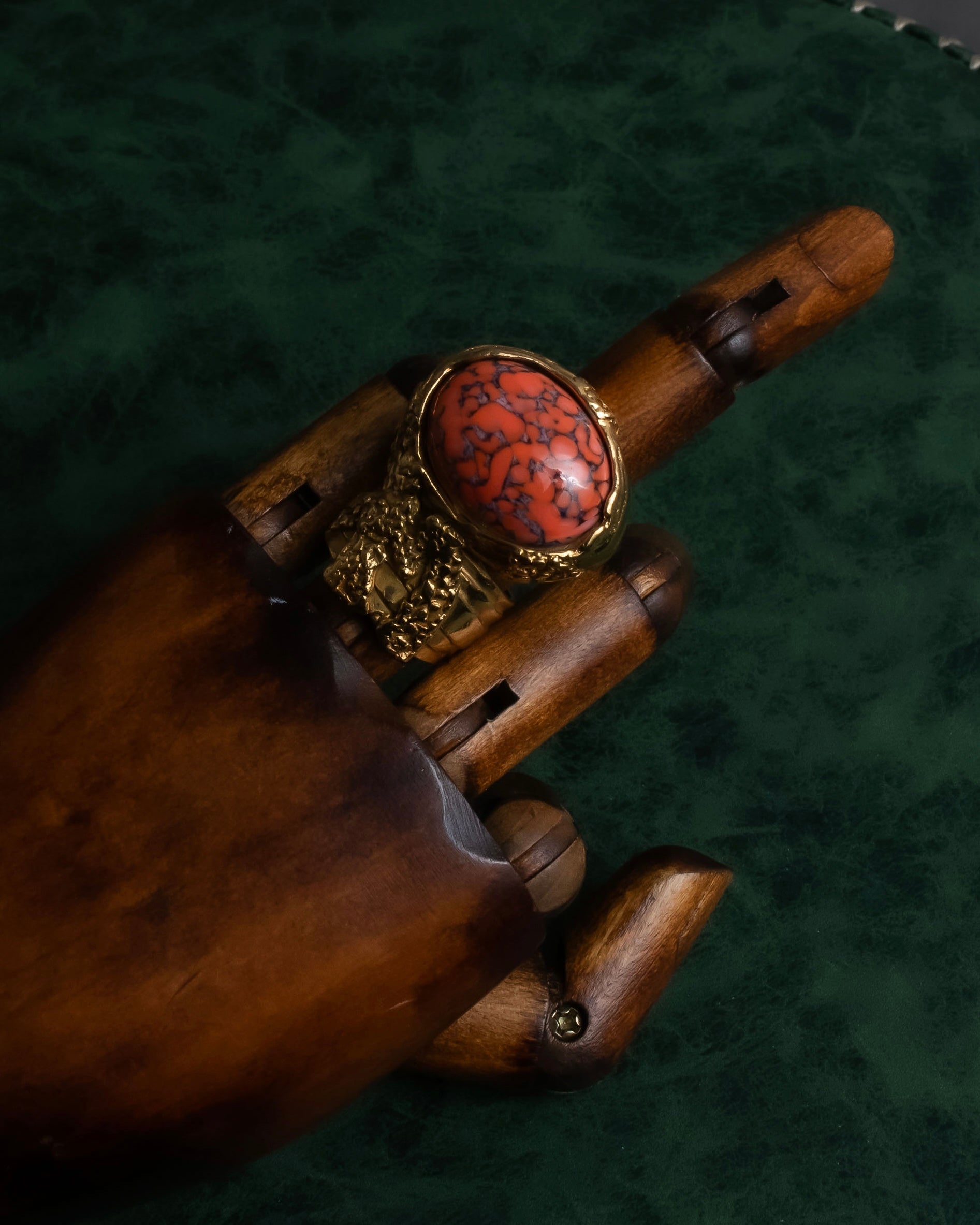 "YVES SAINT LAURENT" Treasure box style turquoise artillery ring