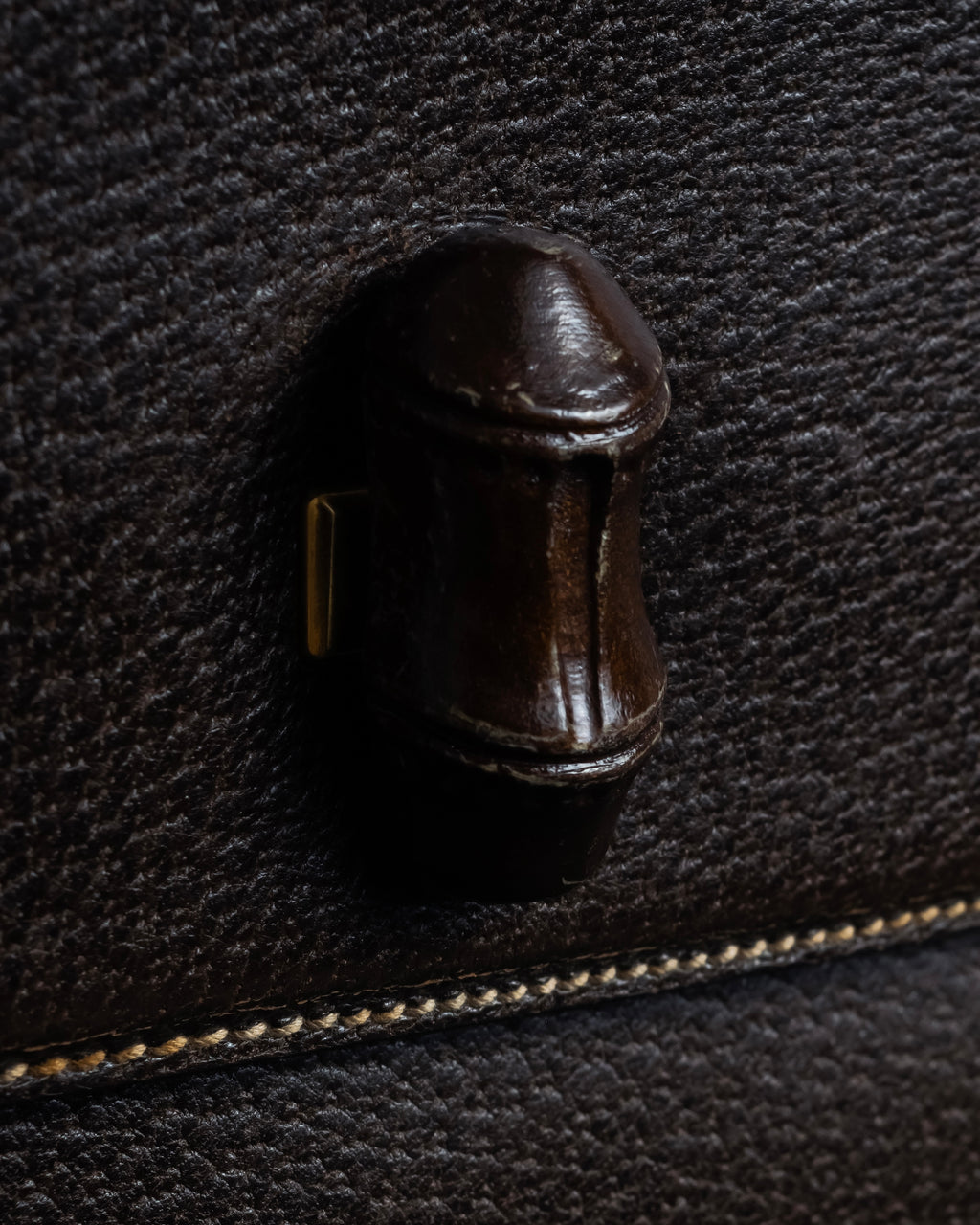 -SPECIAL- "GUCCI"  1980-1986's Inherited model grained leather bamboo bag