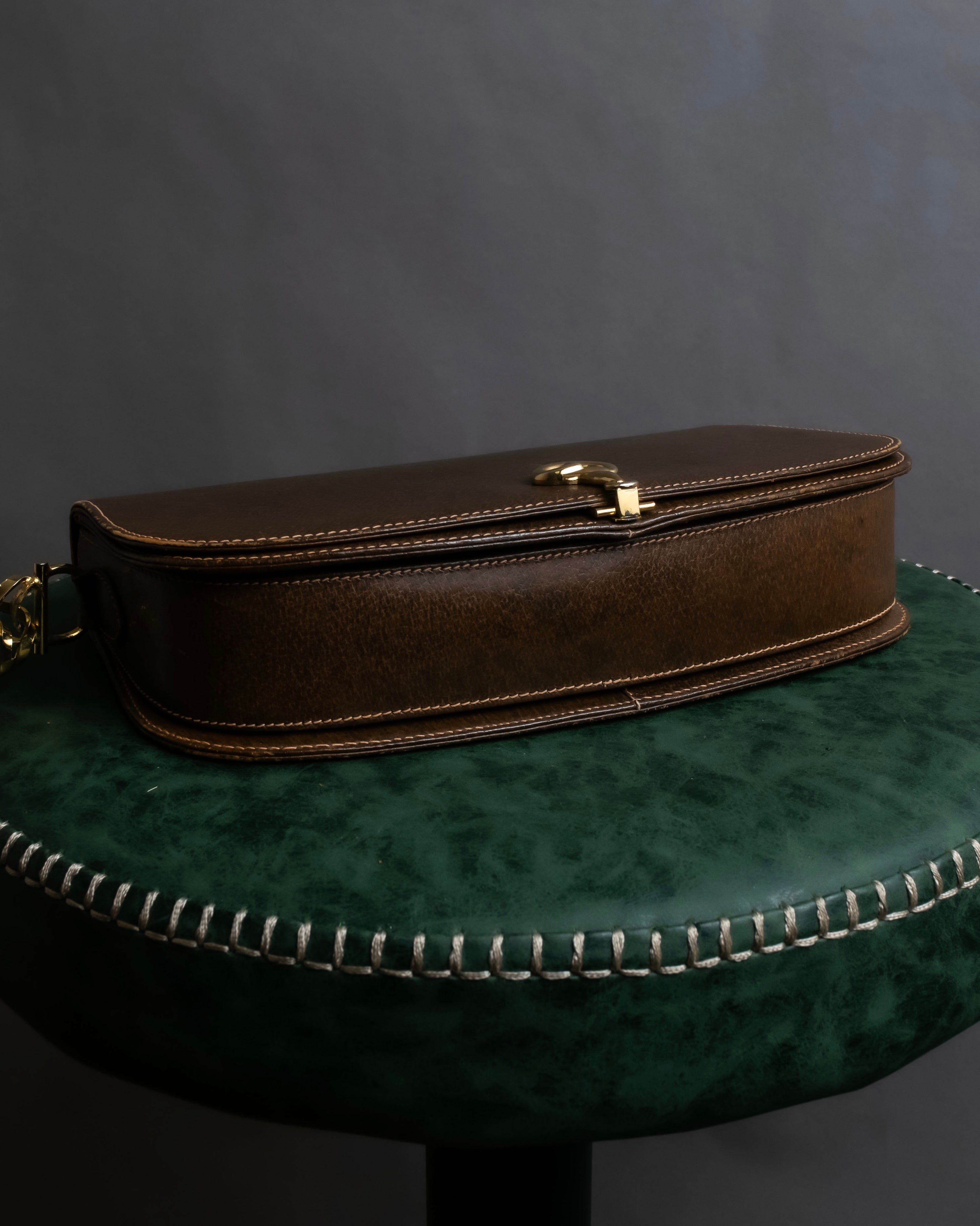 "GUCCI" Vintage horsebit motif leather shoulder bag