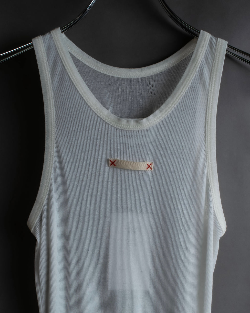 "MAISON MARGIELA" Stitch design net sheer tank top