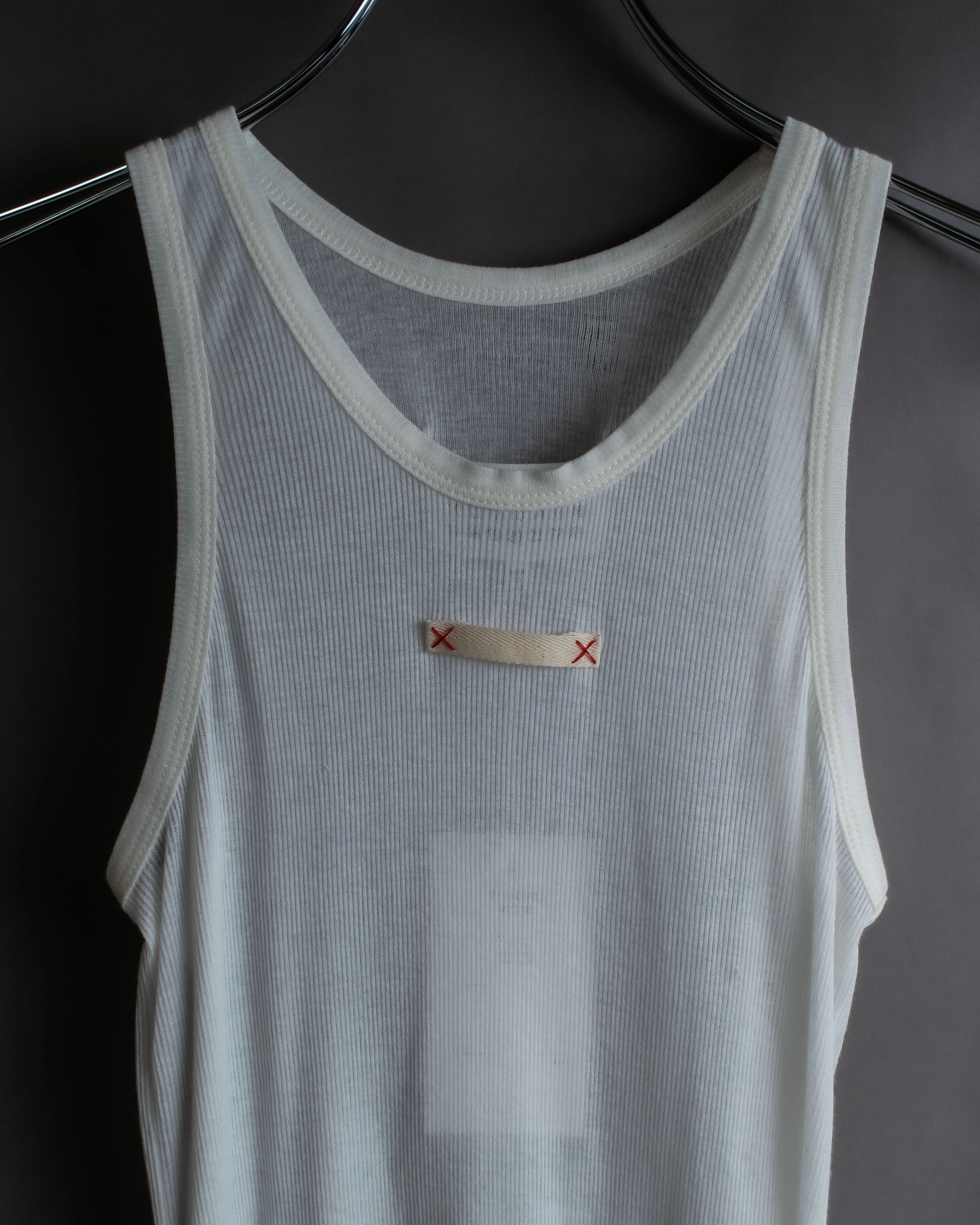 "MAISON MARGIELA" Stitch design net sheer tank top