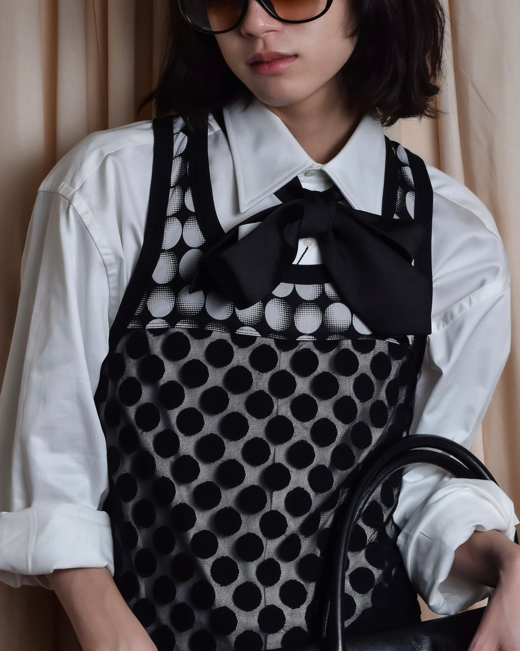 "JEAN PAUL GAULTIER MAILLE FEMME" Layered dot illusion mesh dress