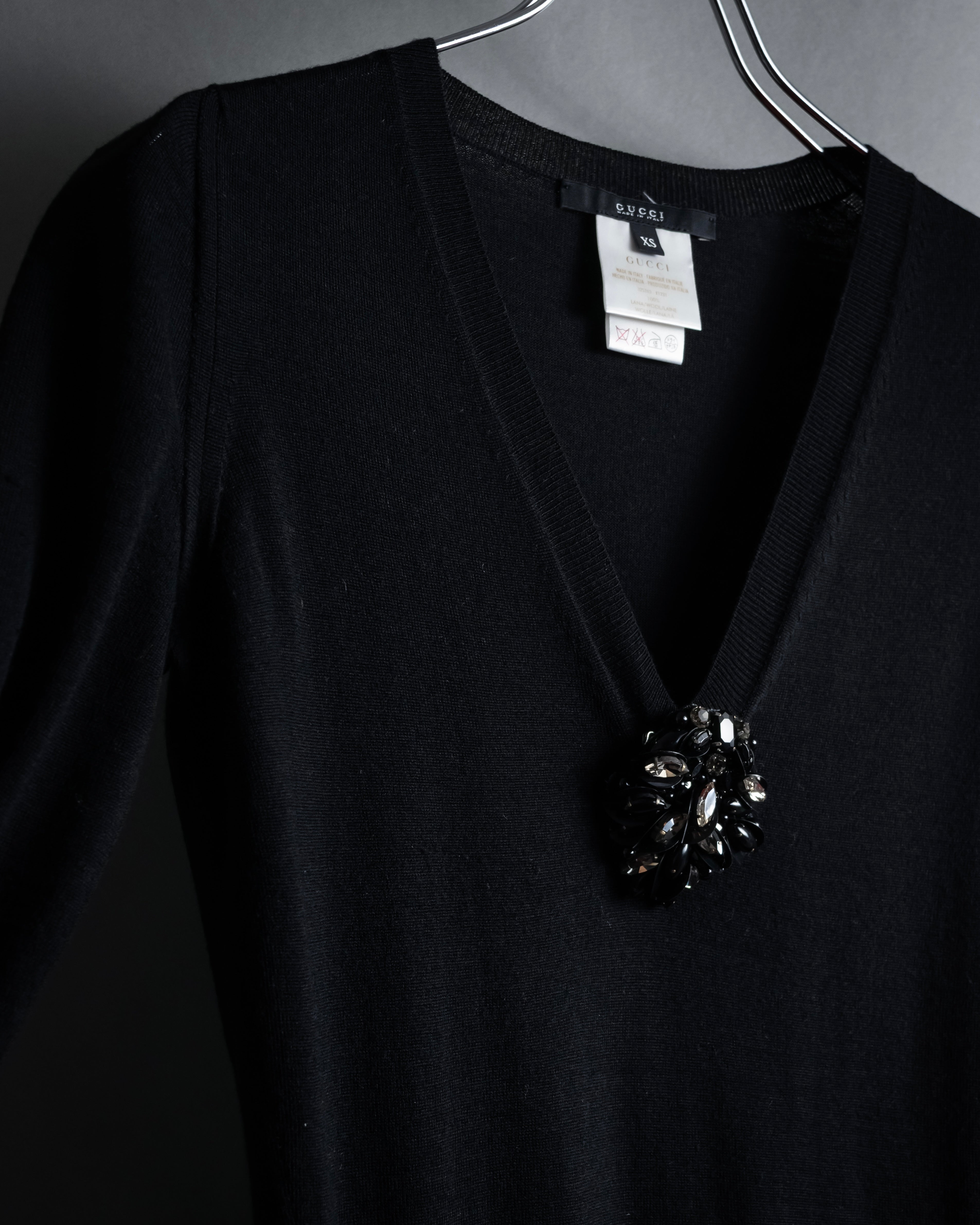 "GUCCI" Embellished v neck jewel knit sweater