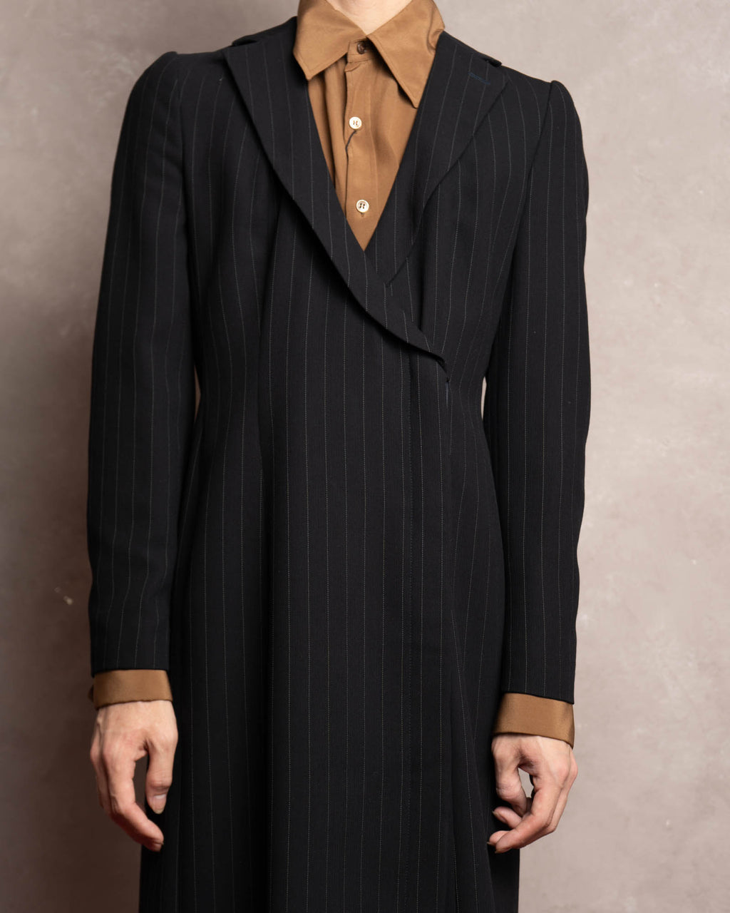 –SPECIAL– "GIORGIO ARMANI"
90’s Borgonuovo 21 pinstripe fly front long coat