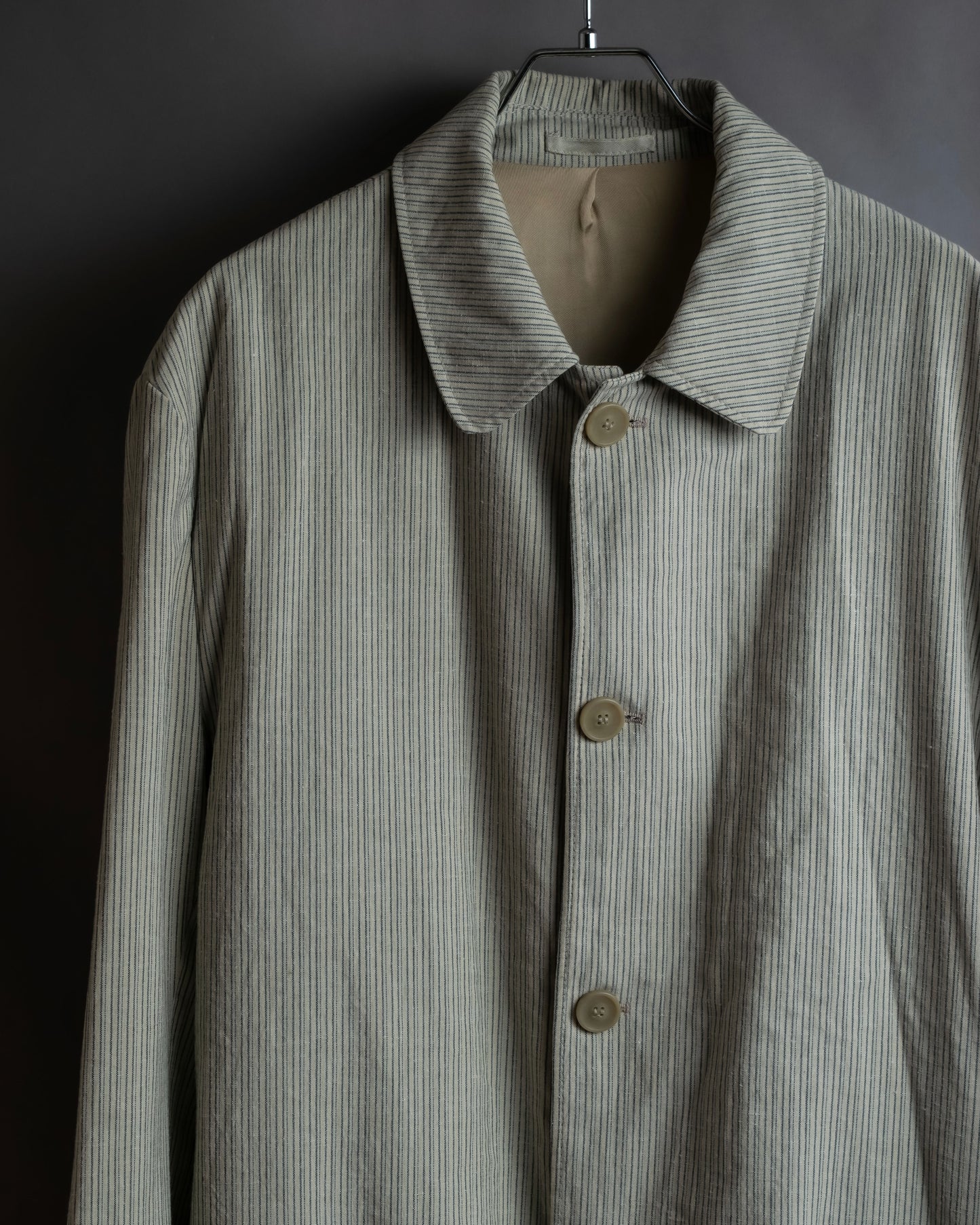 "Vintage ribbed stripe stand collar jacket"