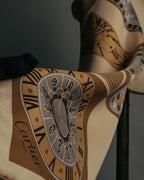 “Cartier“ 80’s-90’s Timepiece motif silk scarf