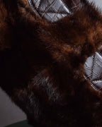 "FALORNI ITALIA LE BORSE" Mink fur leather combination design bag