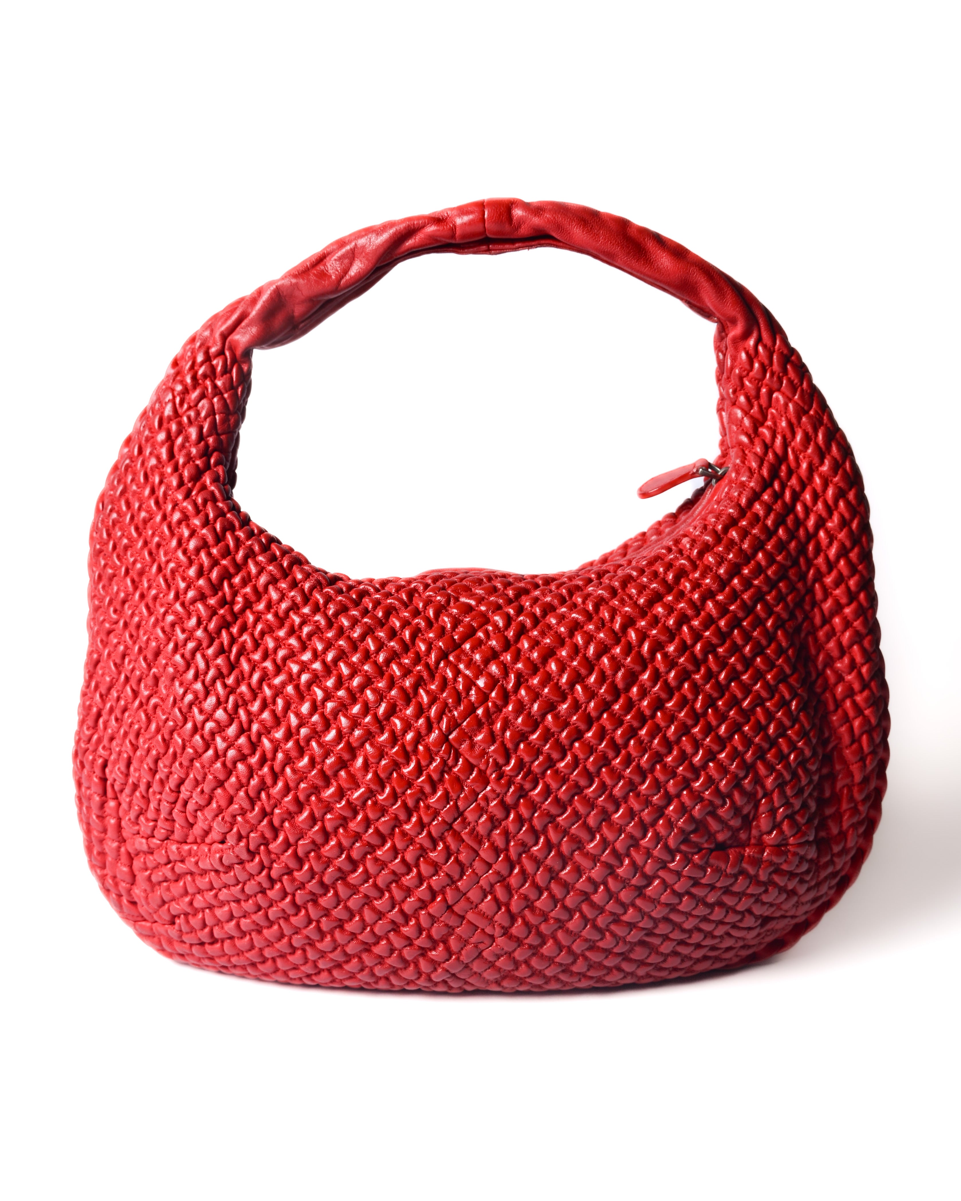 BOTTEGA VENETA/ Leather Hobo Shoulder Bag Red