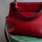 "BVLGARI" Marble motif burgundy color leather shoulder bag