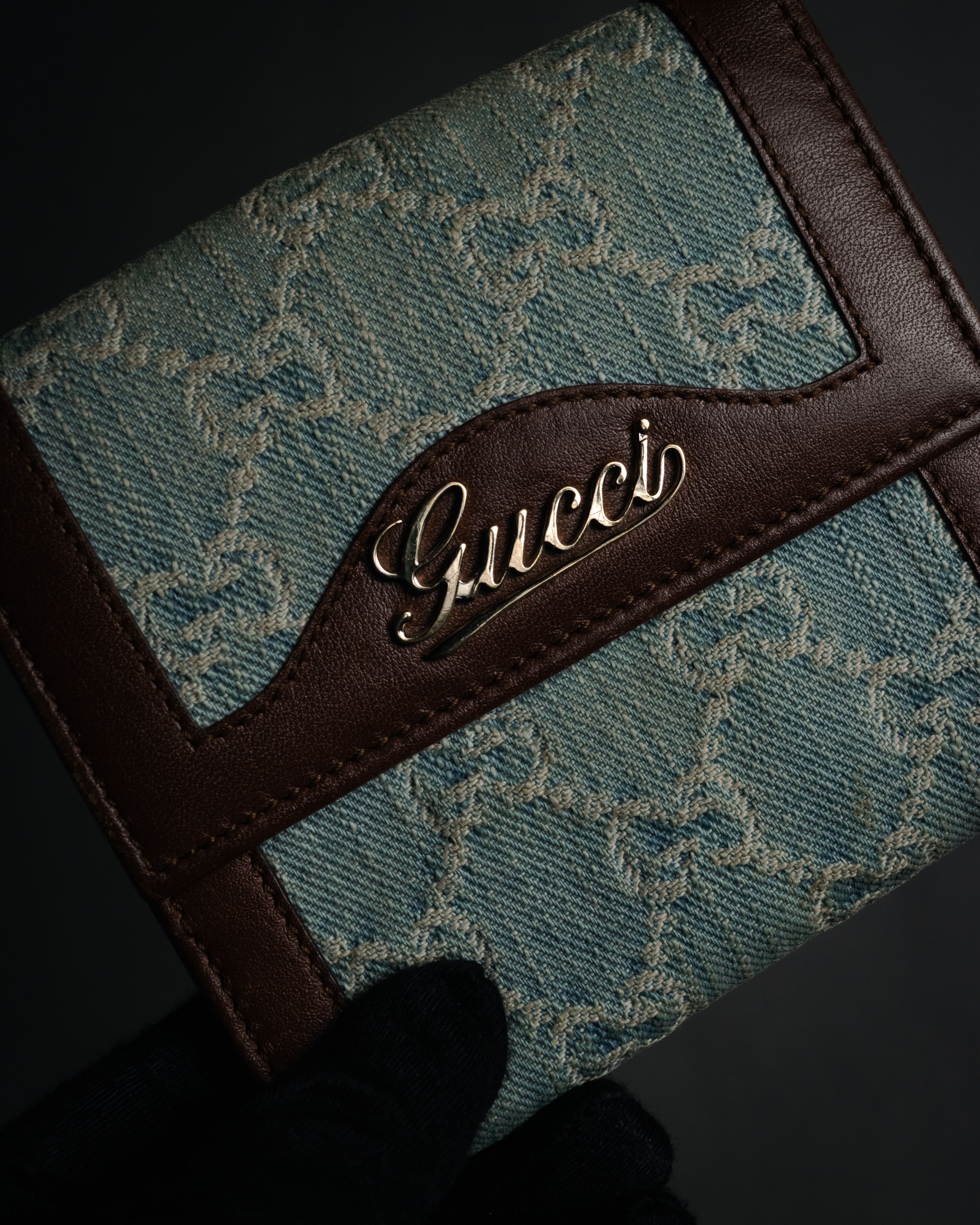“GUCCI” 00’s GG denim script logo wallet