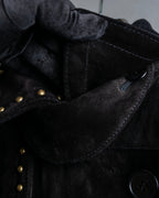 "Saint Laurent" 19AW gold studs design suede long coat