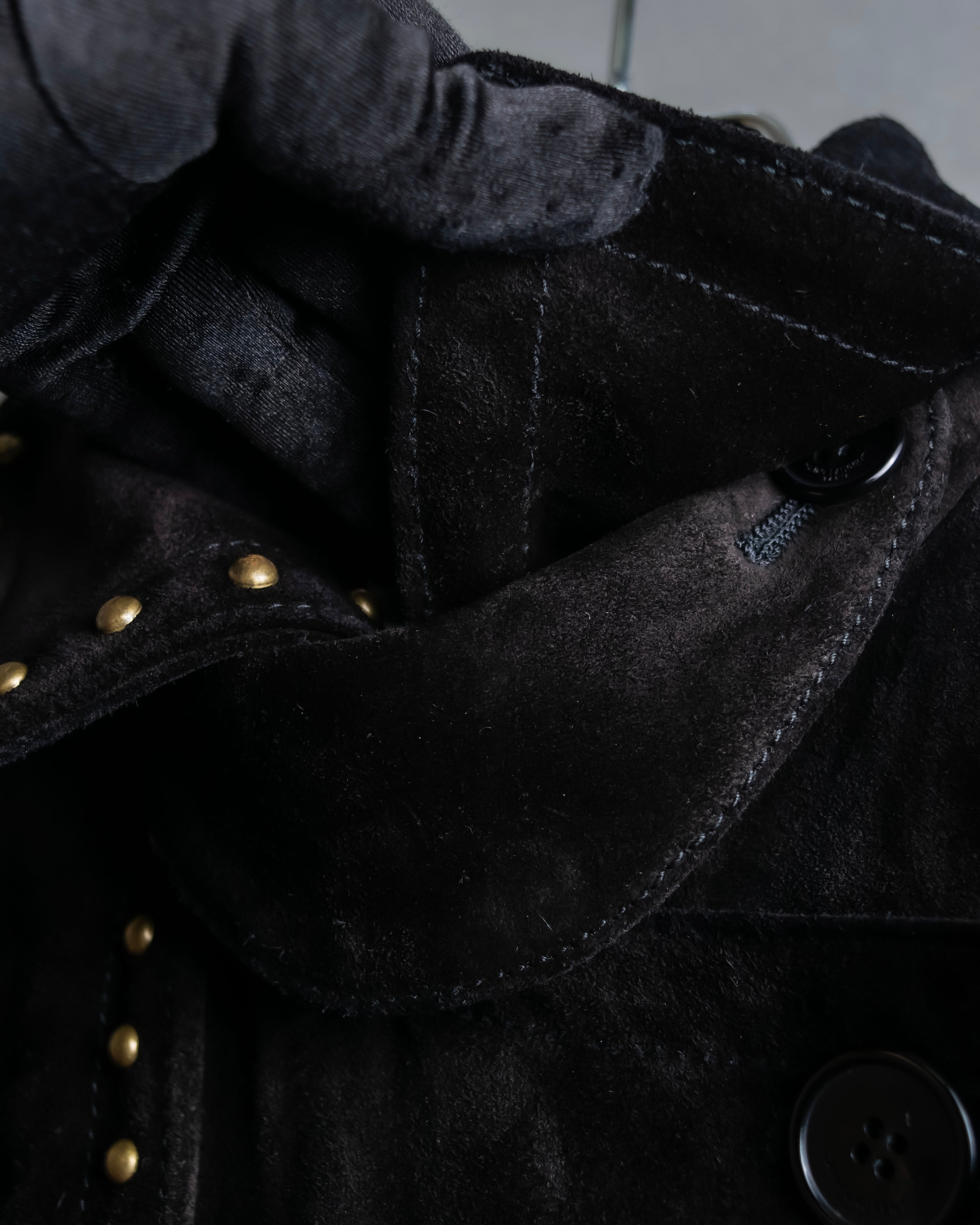 "Saint Laurent" 19AW gold studs design suede long coat