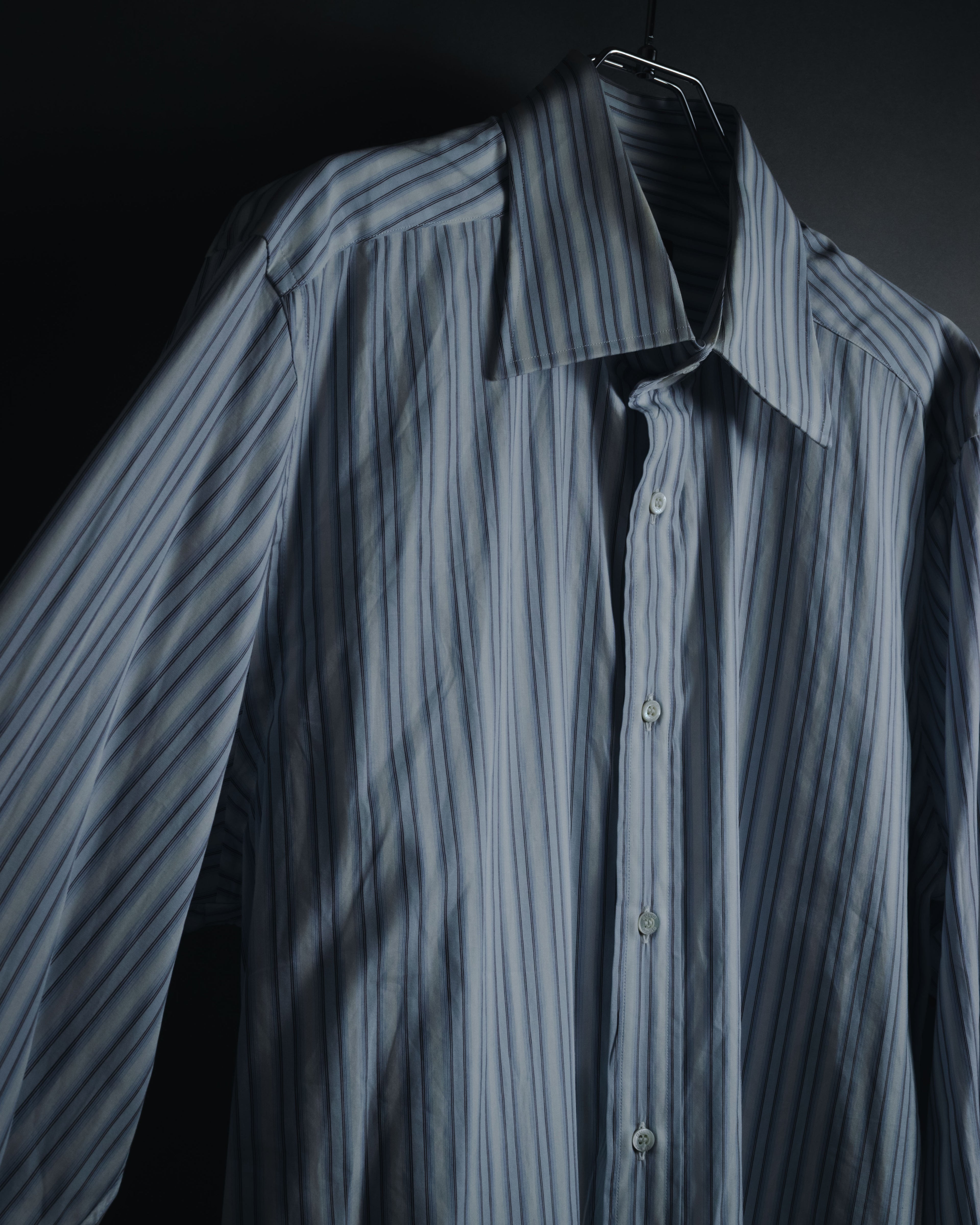 "GUCCI" Striped Spread Collar Shirt with Contrast Cuffs