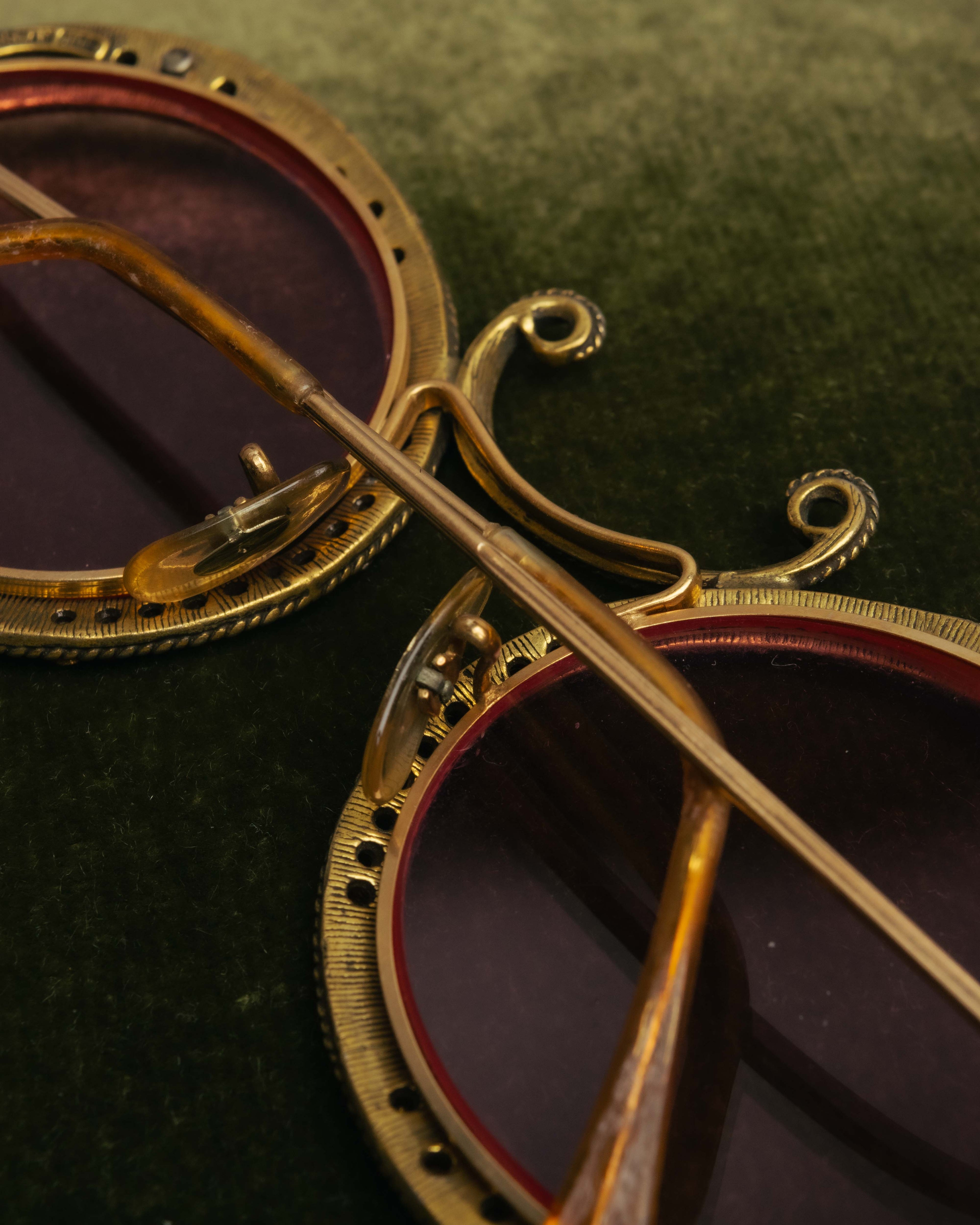 "Christian Dior" 70's-80's Vintage ornate jewel-embellished round sunglasses
