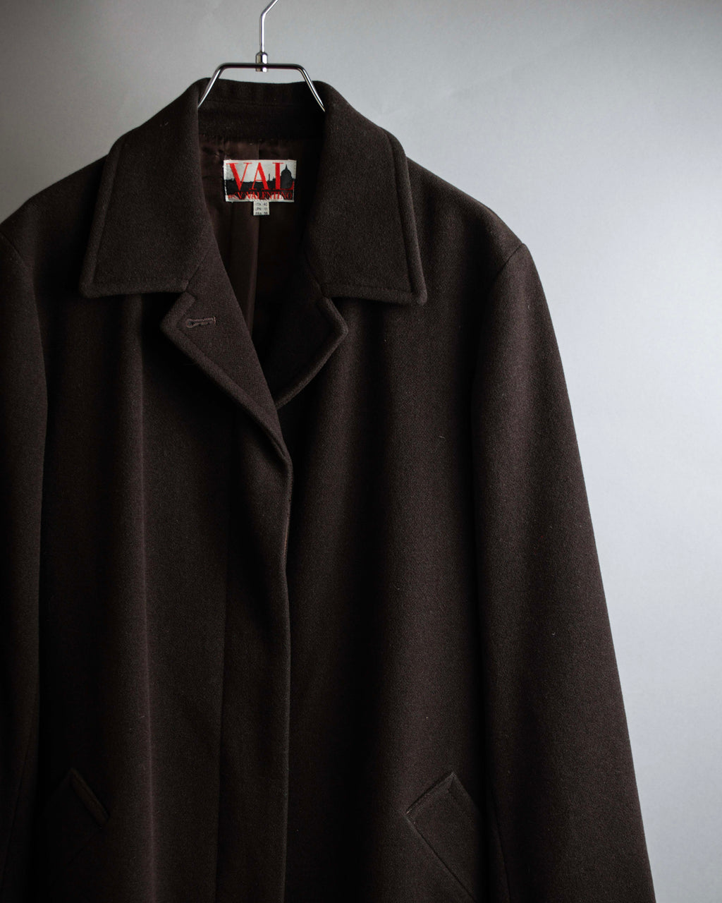 "VAL by VALENTINO" Military detailing hidden placket melton coat