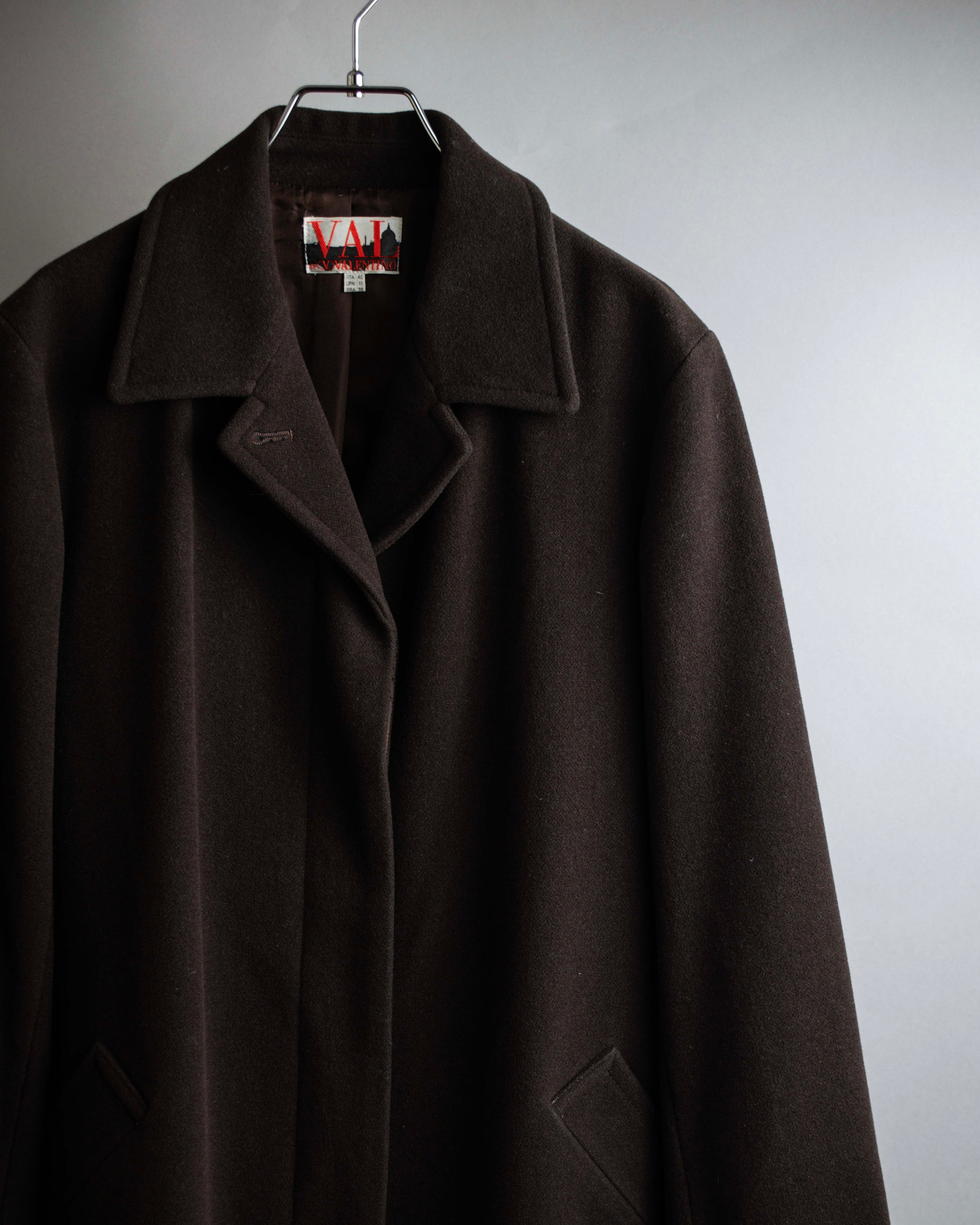 "VAL by VALENTINO" Military detailing hidden placket melton coat
