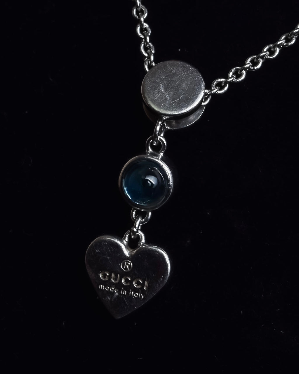 "GUCCI" Heart motif silver necklace